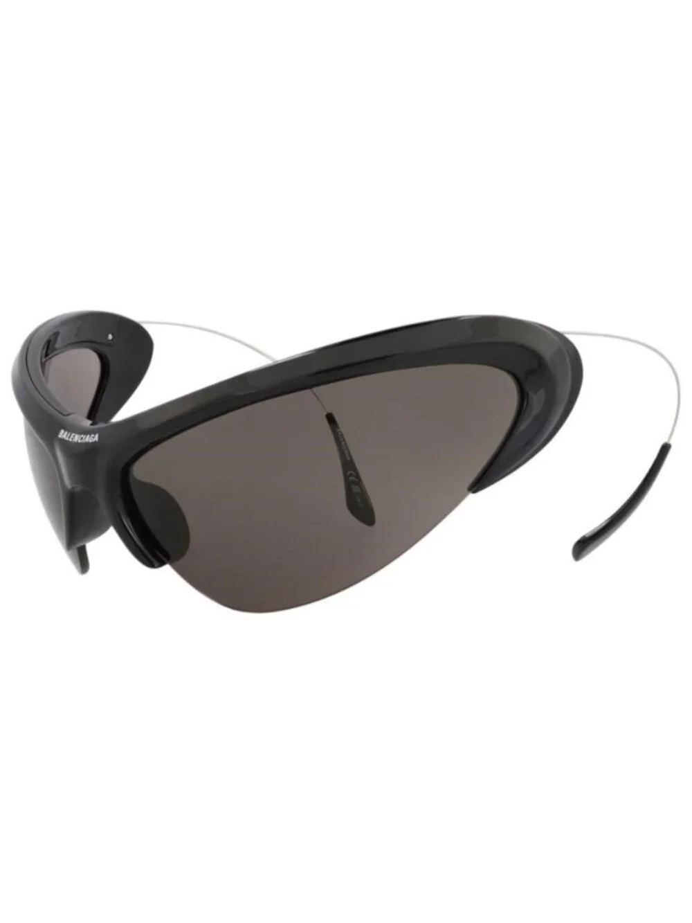 New Balenciaga Unisex Shield/Wrap Black Silver Grey Fashion Designer Sunglasses